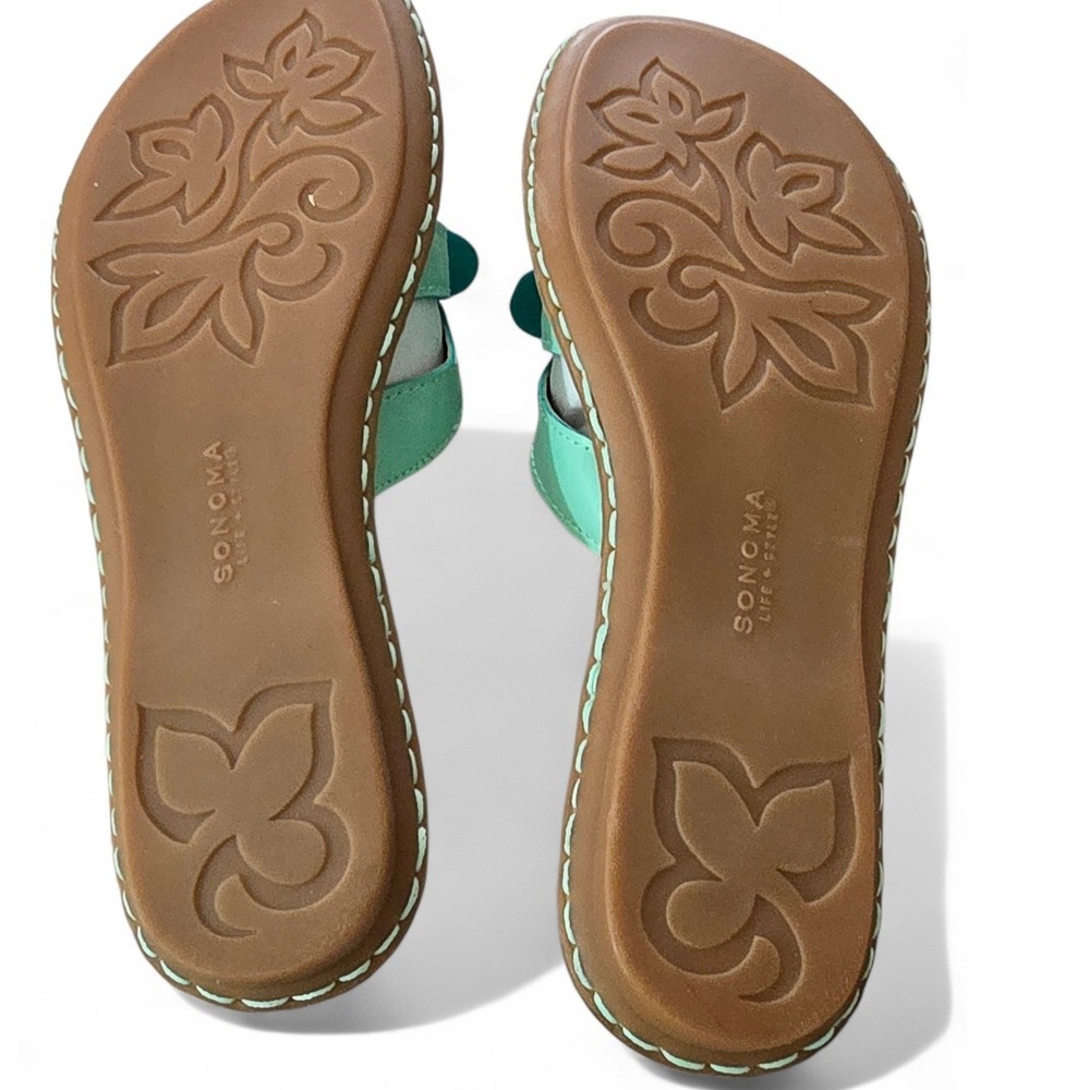 Sonoma Goods for Life Mariel Mint Green Floral Slide Sandals Womens 7 Medium - Picture 6 of 6